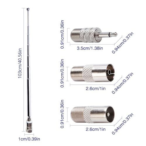 VooGenzek 7-Section Telescopic DAB Radio Aerial Antenna, FM Aerial Indoor Antenna 75 Ohm - Image 2