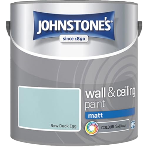 New Duck Egg Johnstone’s Wall & Ceiling Matt Paint 2.5L – Smooth Matt Finish, Excellent Coverage, Quick Dry, Low Odour Interior Paint for Walls & Ceilings