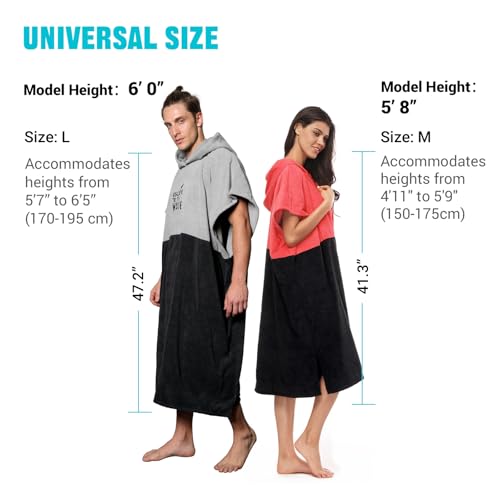 Vulken Bademantel mit Kapuze, Surf Poncho für Umziehen Öffentlichkeit Herren L XL Groß Dick