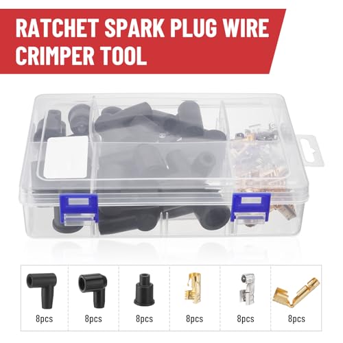 Image of Ratchet Spark Plug Wire Crimping Tool Kit, 180 /90 /Straight Terminals