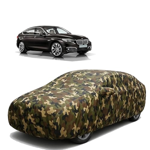 Image of Sulfar 100% Waterproof Car Body Cover Compatible with Mirror for BMW 5 Series GT with Long Lasting Durable Material (Triple Stitched, Full Bottom Elastic, Camouflage Army)