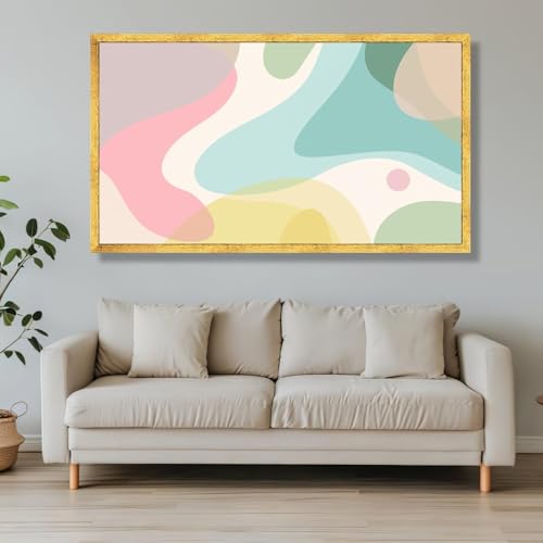 Tableau abstrait sur toile prete a accrocher pour masquer un mur nu - 3