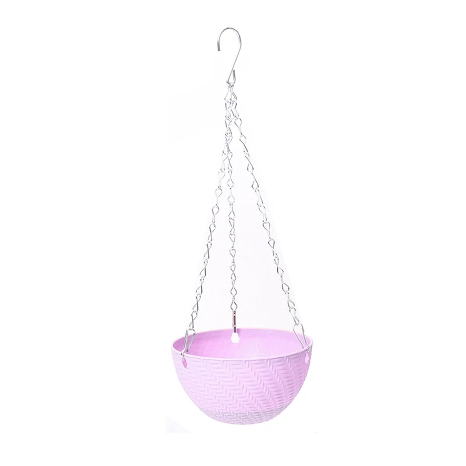 WUYXTO 2 Set Attractive Woven Look Chain Hanging Planters Flower Pot Basket Imitation Rattan Weaving For Indoor And Outdoor Use For plant(Purple)