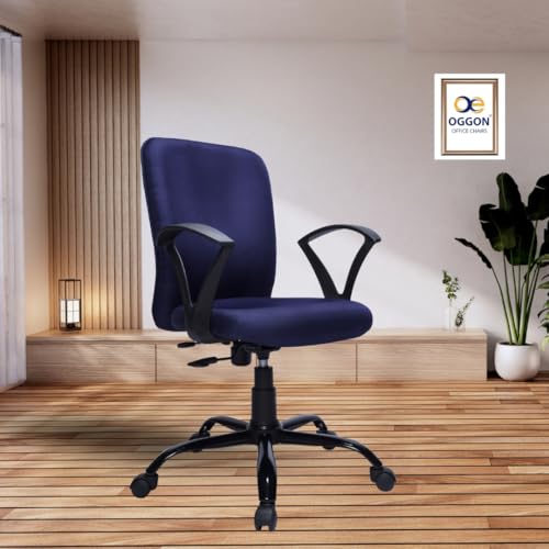 Image of Office Chair with Lumbar Support & Adjustable Height | Swivel Computer Chair with Cushioned Seat, Smooth Wheels & Comfortable Back Support for Home Office & Study (Color 1)
