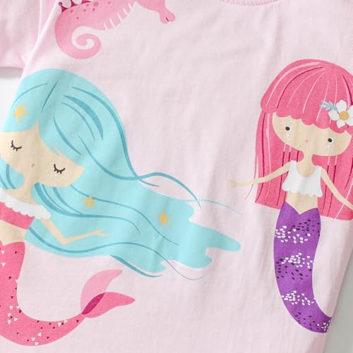 Image of HILEELANG Toddler Girl Easter Outfit Spring Summer Cotton Leggings Pants Tees Shirts Clothing Sets