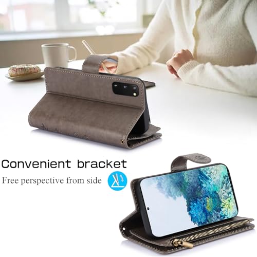Étui portefeuille pour Samsung S20 Plus avec fermeture éclair et protège-écran