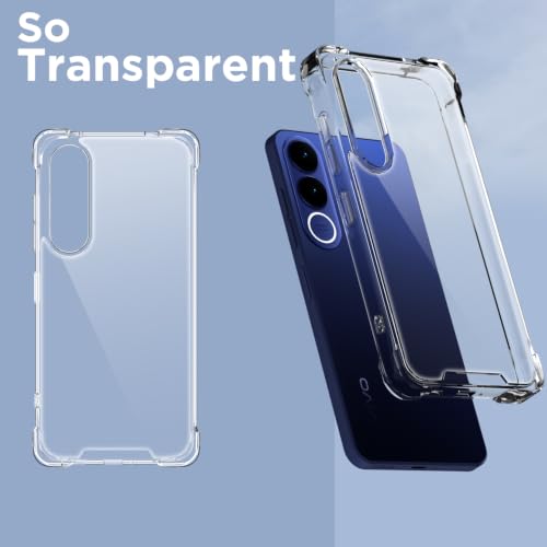 Image of Outlouders Back Cover for Vivo V70 FE 5G Clear Transparent PC + TPU Bumper Case with Raised Edges for Shockproof Protection (Transparent)