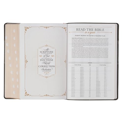 KJV Study Bible, Large Print King James Version Holy Bible, Thumb Tabs, Ribbons, Vegan Leather, Black/Gray Two-Tone - image 7