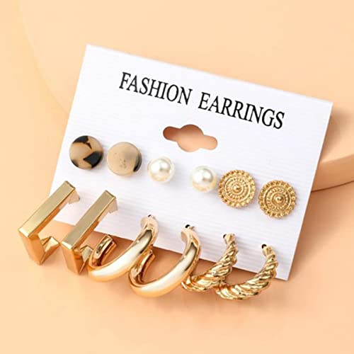 Modern Studs & Hoop Earrings Set of 9