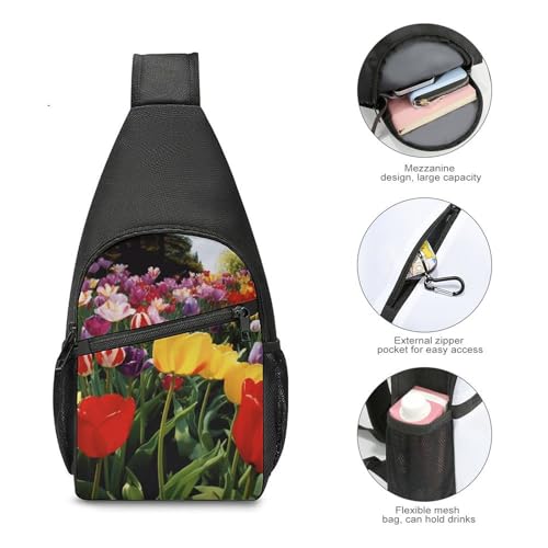 Mochila Sling Bag Tulip Garden para trekking y uso casual miniatura 5