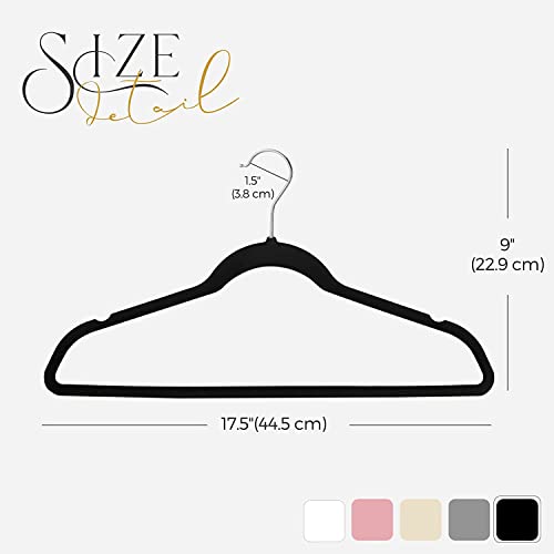 House Day Black Velvet Hangers 60 Pack, Premium Clothes Hangers Non-Slip Felt Hangers, Sturdy Black Hangers Heavy Duty Coat Hangers, Durable Suit Hangers For Space Saving, No Hanger Marks 360 Rotating #TOP6