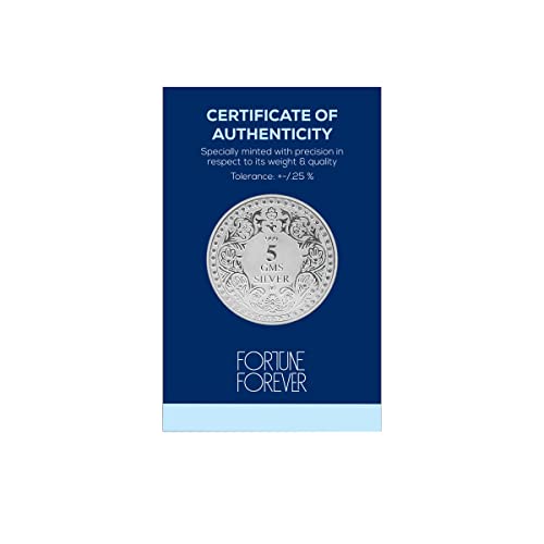 Image of FORTUNE FOREVER Pure Silver Queen Victoria BIS Hallmarked Round Coin Chandi Sikka with Blister Card Perfect for Gifting Investment Diwali Dhanteras (999 Purity)