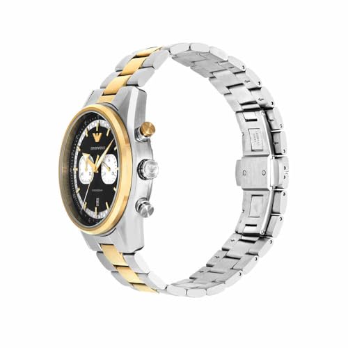 Image of Emporio Armani Men's Chronograph Watch, Silver and Gold Tone, 42 mm, Bracelet
