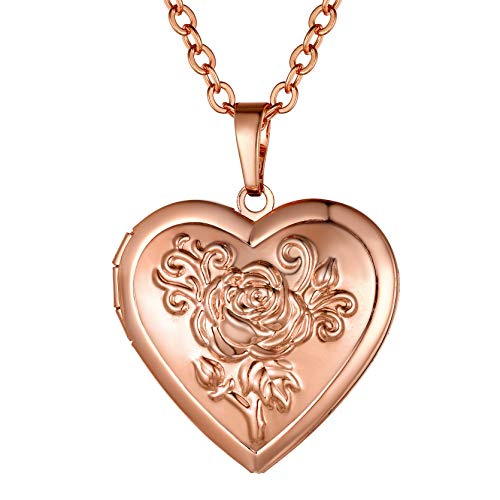 Goldchic Jewelry Rose Gold Locket Necklace That Holds Pictures Floral Pattern Heart Lockets Picture Necklace For Women #TOP15