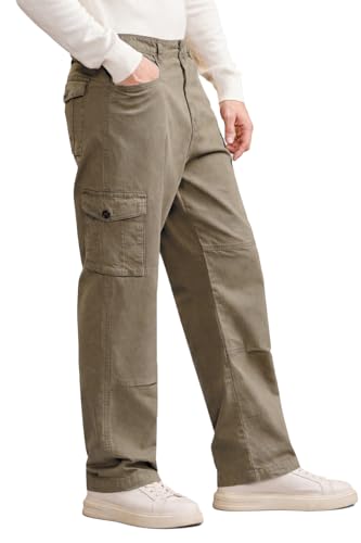 Image of Vogaan Men's Cotton Cargo Pants | Casual Trousers for Men | Comfortable Lower for Men | Breathable Pants with 6 Pockets