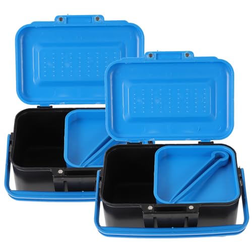 2pcs Portable Bait Box Multi-function Fishing Tackle Storage Organizer Breathable Box with Air Vent Design for Outdoor Fishing Gear