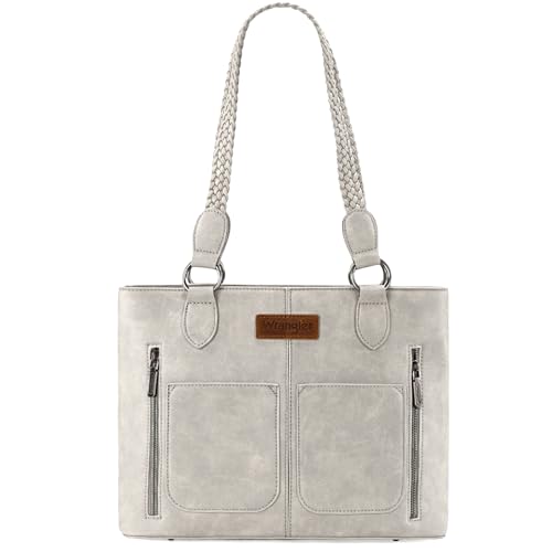 Wrangler Tote Bag for Women Multi Pockets shoulder bag western purse Medium leather like Handbags with Woven Top-Handle WG78-G8317BG - image 8