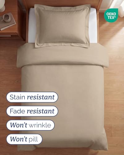 Image of Duvet Cover Twin /Twin XL Size Set - Extra Soft Twin /Twin XL Duvet Cover 68 inch x 90 inch with 1 Pillow Sham for Women, Men, Kids & Teens - Comfy, Easy-Care & Fade Free with Zipper Closures and Ties (Wheat)