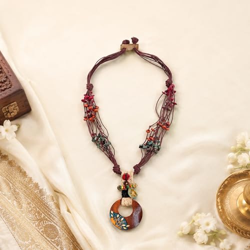 Image of AAKRITI ART CREATIONS Boho & Tribal Handcrafted Ethnic Necklace Collection | Multicolour Pendants, Mandala, Lotus & Dreamcatcher Designs | Artisan Lariat, Collar & Statement Jewelry for Women
