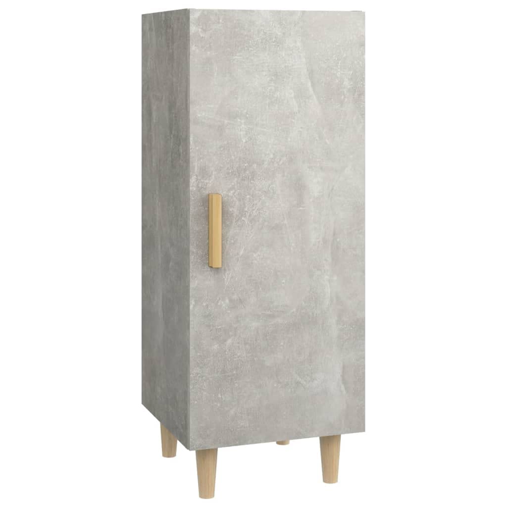 Aparador gris hormigón 34,5 x 34 x 90 cm, material de madera, buffet robusto con espacio de almacenamiento, armario auxiliar versátil para salón, comedor