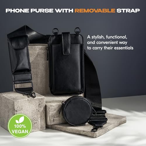 Black Crossbody Phone Bag with Adjustable Strap and Coin Pouch – Stylish PU Leather Shoulder Purse for Everyday Use4