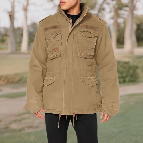 Image of Men's M-65 Premium All-Season Everyday Outdoor Field Jacket with Removable Lining & Concealed Hood