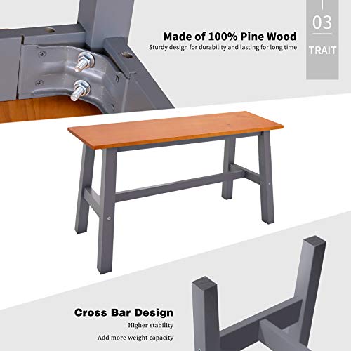 image for Mecor 4-Piece Kitchen Dining Table Set, Modern Solid Wood Table w/ 2 C