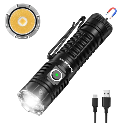 Wurkkos TS22 Flashlight High Lumen Rechargeable - 4500 Lumens Super Bright 70.3 HI LED Flashlight USB C Charging IP68 Waterproof Regulated Output for Dog Walking Ramping Emergency Hiking