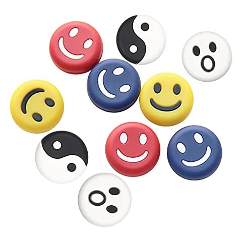 FKYzixeh Tennis Racket Dampeners, Tennis Racket Shock Absorber, Cute Pattern Tennis Accessories (10 Pcs Smiley+Taichi Pattern) Cover