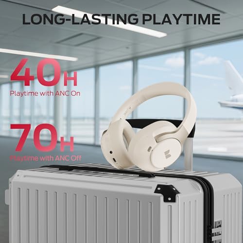 Image of Monster Persona 5th ANC-Wireless Bluetooth Over-Ear Headphones with Microphone, 70H Playtime, Foldable Lightweight Bluetooth 6.0Headphone for Travel /Office(Beige)