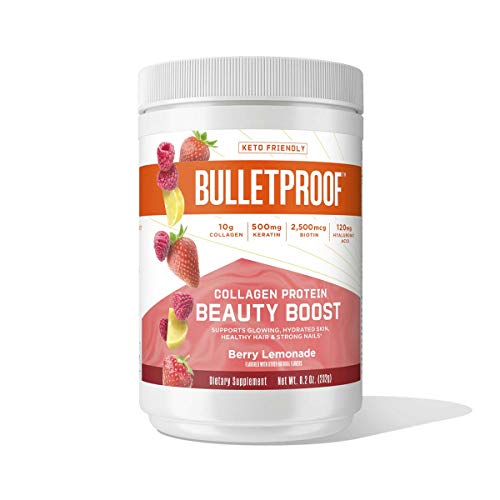 Berry Lemonade Beauty Boost with Collagen Protein, 10g Protein, 8.2 Oz, Bulletproof Hyaluronic Acid, Biotin, Vitamin C, Zinc to Support Hair, Skin and Nails