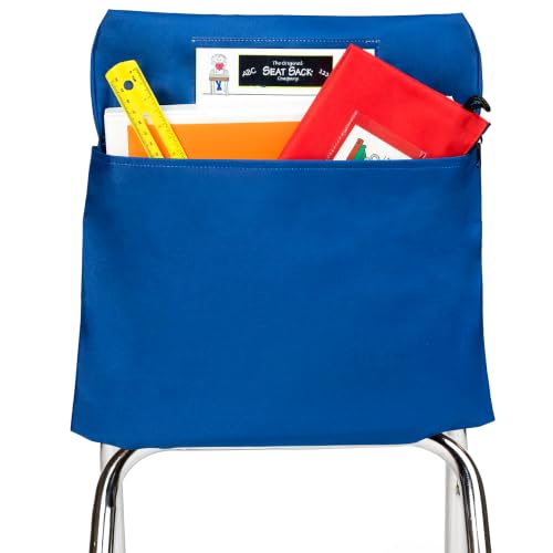 Image of Seat Sack Student Chair Storage Pocket - 12 inch, Classroom Chair Organizer for Student Desks, Durable Over-the-Chair Storage, Blue, 1-Pack