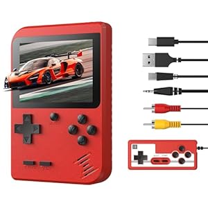 Handheld Game Console Retro Gaming Console Portable with 500 Classic Games 3.0″ LCD Screen Support for Connecting TV & Two Players 1020mAh Rechargeable Battery Toy Gift for Boys and Girls (Red)