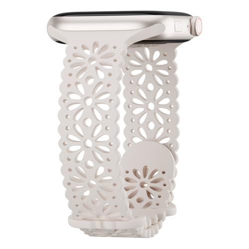Image of Slim Lace Hollow-out Floral Silicone Bands Compatible with Apple Watch Band