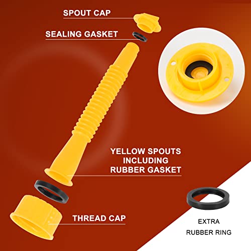 Neaglory 1 Kit Gas Can Spout Replacement, Flexible Pour Nozzle With Screw Collar Caps, Spout, Spout Sealing Cap, Extra Rubber Gasket, Replacement Vent Caps #TOP3
