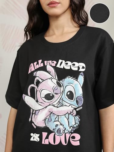 Image of Tokyo Talkies Women's Short Sleeves Round Neck Printed Co-Ords | Mickey Mouse Print | Stylish Co-Ords | Casual Co-Ords