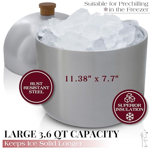 Gusto Nostro Cocktail Set Bartender Kit with Stainless Steel Ice Bucket - Complete Mixology Bar Tool Set with Wooden Organizer, Cocktail Shaker, Jigger, Muddler, Spoon, Tongs, Pourers, Recipe Cards - Thumbnail 6