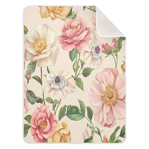 Burbuja Flowers Baby Blanket for Boys Girls, Nursery Soft Warm Swaddling Receiving Baby Blankets, 30x40 in Toddler Blanket