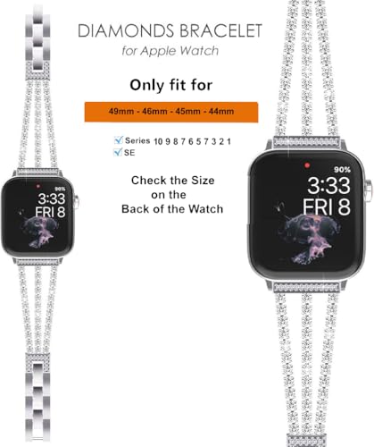 Image of Zitel Bling Rhinestone Metal Band Compatible with Apple Watch Straps for Women Girls Sparkling Shiny Wristbands