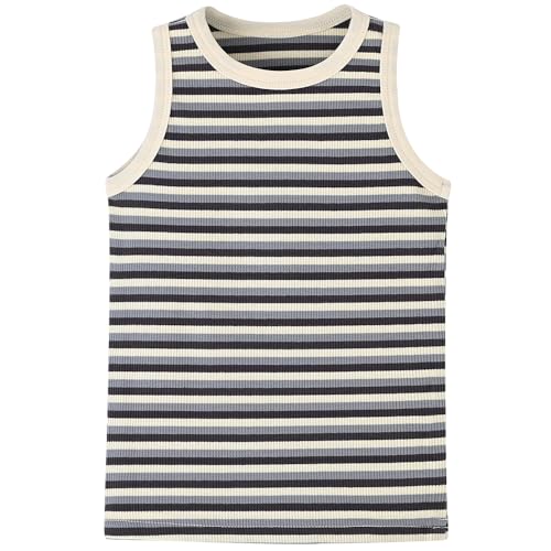 Image of BINIDUCKLING Toddler Tank Top Girls Summer Cute Striped Sleeveless Top 24 Months-8 Years