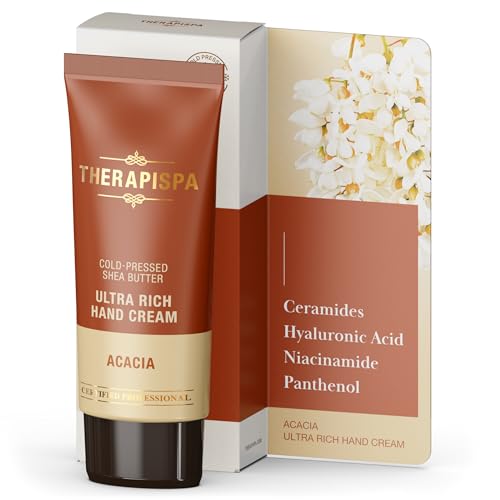 THERAPISPA Ultra Rich Hand Cream with Hyaluronic Acid, Niacinamide (B3), Panthenol (B5), Ceramides & Shea Butter for Dry Hands, Protect, Nourish, and Moisturize (Acacia, 1.7 fl oz, Pack of 1)