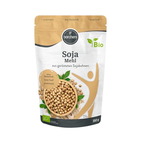 borchers Bio Premium Sojamehl | Vegetarisch und Vegan | Hoher Ballaststoff- und Eiweißgehalt | aus gerösteten Sojabohnen | 350 g