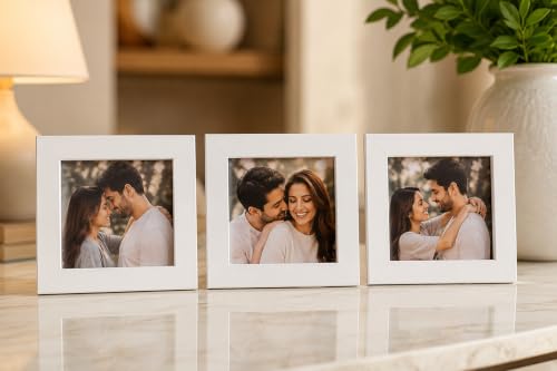 Image of Photo Frame Set of 3 - Modern Tabletop Picture Frames for Desk, Living Room & Bedroom Decor, Perfect for Wedding, Couple & Family Photos (White)