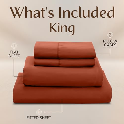 Image of Utopia Bedding King Size Sheet Set - 4 Piece Bed Sheets, Soft and Breathable Microfiber, Includes 1 Fitted Sheet, 1 Flat Sheet and 2 Pillowcases - OekoTex (Orange)