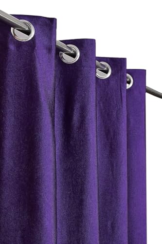 Image of Polyresin Solid Door Curtain, Door- 7 Ft, Purple, Pack of 2