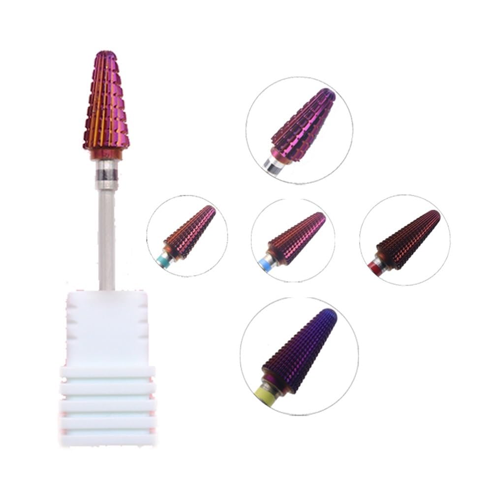 Brocas De Carburo for Uñas Tornado Púrpura, Fresas 3/32, Removedor De Gel, Lima Eléctrica, Accesorios De Manicura(5pcs)