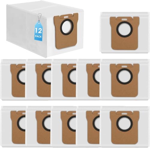Kaiyaner 12 Bolsas Aspiradora para Xiaomi X10+ / X20+ / Dreame L10s / L10 / L20 / X40 Ultra Robot Aspirador, Bolsa de Repuesto, Juego de Accesorios, 2,5 L de Gran Bolsas de Aspiradora