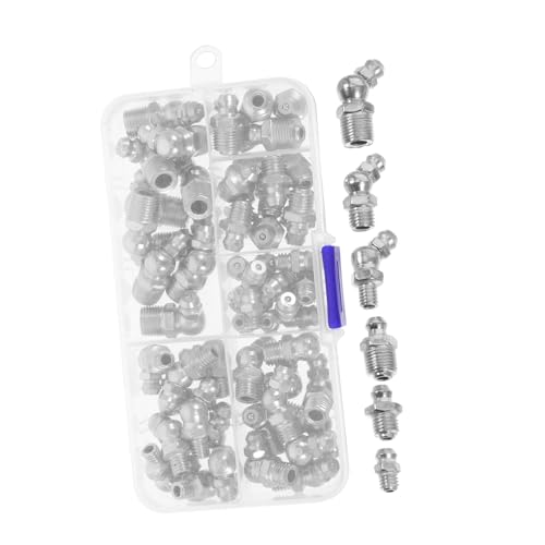 Zerodeko 60 Piezas Lubricado Engrasador Grasa Ajustada Accesorios De Grasa Recto Suministros Automotrices Grasera Hidraulica Conjunto De Ajuste De Grasa Acero Inoxidable Silver