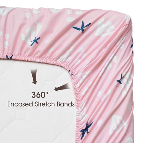 Image of PHF 3 Pack Soft Mini Crib Sheets, Mermaid Silky Pack N Play Sheets for Baby Boys Girls, Universal Fit for Pack N Play, Playard, Portable and Mini Crib Mattresses, Mermaid