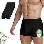 FALARY Bamboo Boxers Mens Underwear Trunks Breathable Bamboo Boxer Briefs Anti Chafing Underwear for Men UK Black No Itchy Labels Underpants 6-Pack Elastic Waistband Boxer Briefs Size M Summer Travel